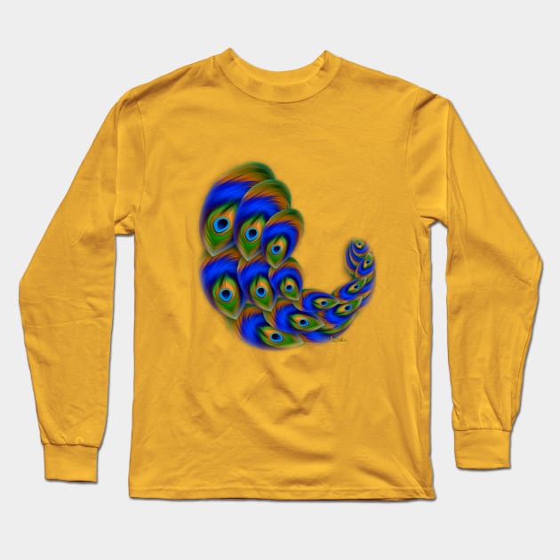 Peacock Feather Vortex Long Sleeve T-Shirt by RGiada